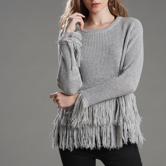 ♦️🆕Gray Tassel Detailed Sweater - Picture 5 of 5